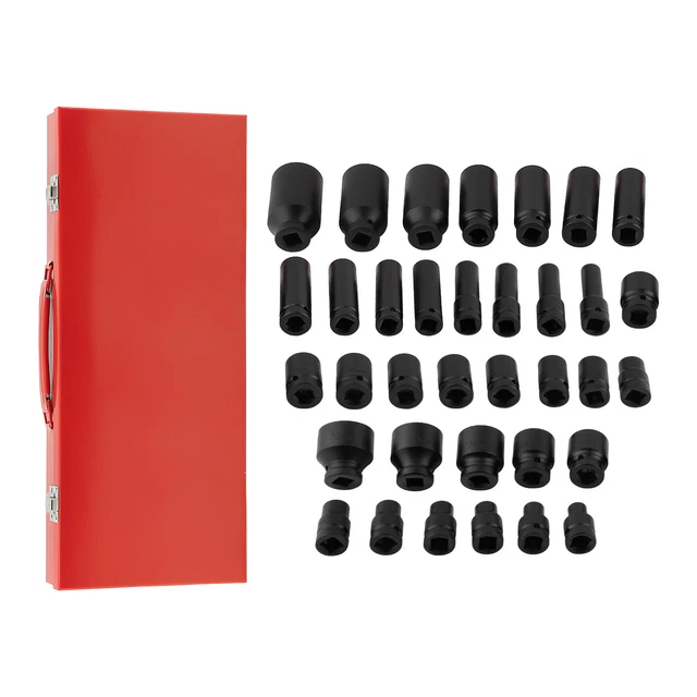 Jeu De 16 Douilles à Choc 1/2" - 10 à 32mm - Acier Chrome-molybdène - Coffret Professionnel