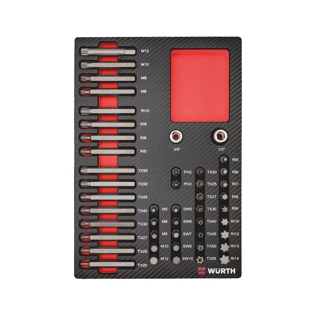 Set Inserti Misti 10mm Tappetino per Carrello Officina 47pz - WÜRTH 0965905906