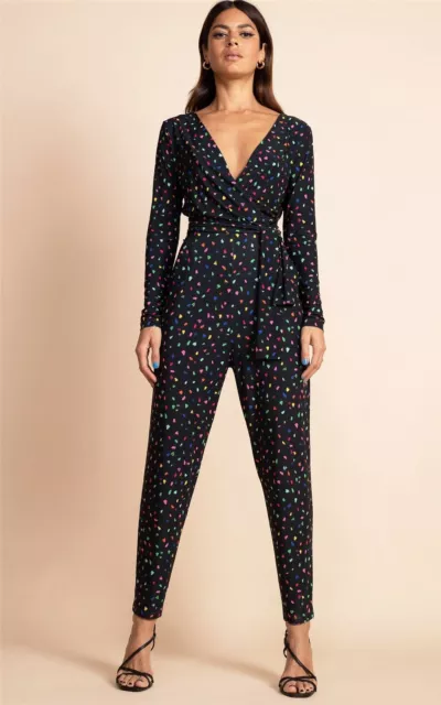 Dancing Leopard Women's Zion Slinky Jumpsuit in Abstract Print V-Neck Romper