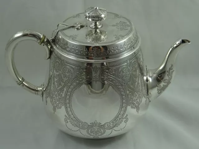 STUNNING VICTORIAN silver TEA POT, 1876, 773gm