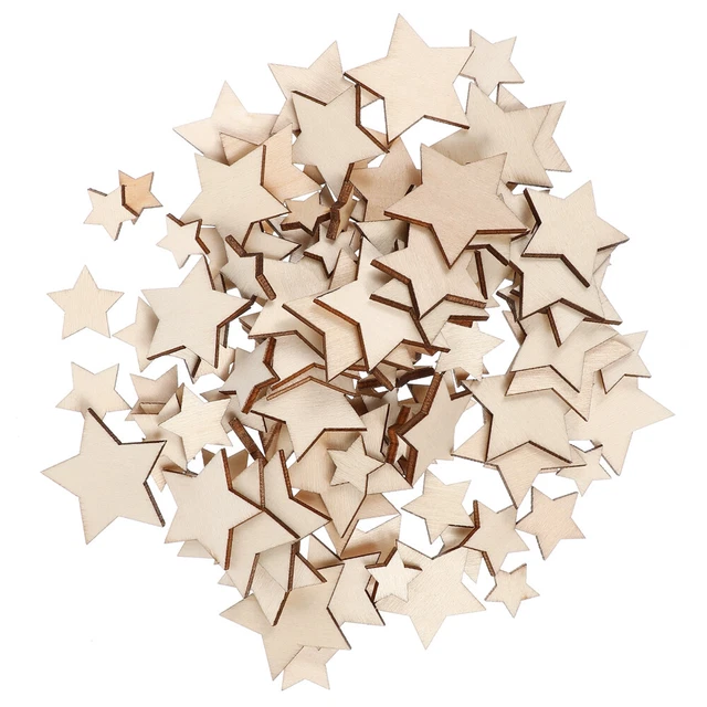 200 piezas astillas de madera para estrellas hágalo usted mismo forma decoración de madera estrellas astillas de madera disco de madera