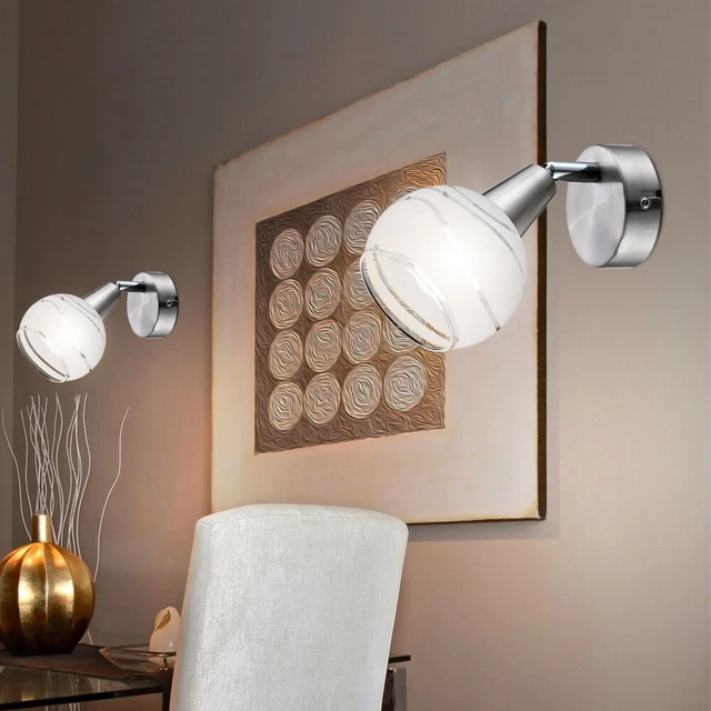 2ER ENSEMBLE LED Mur Lampes Boule en Verre Spots Tournant la Vie Ess ...