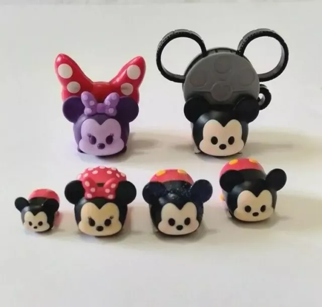 Disney Mickey Red Purple Minnie Mouse Vinyl Tsum Tsum Toy Figures w accesories 2