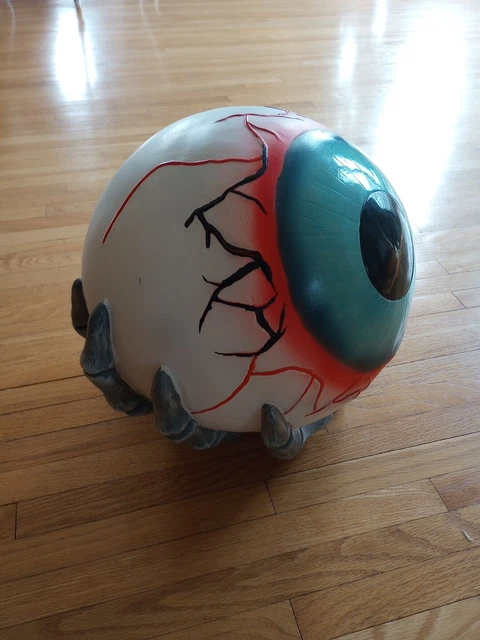 Halloween Giant Bloodshot Eyeball In Skeleton Hand Led Blow Mold 13" H