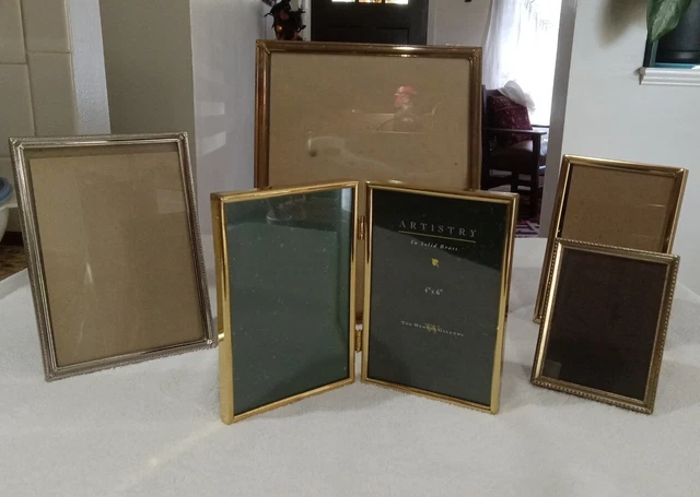 MCM Vintage Picture PHOTO Frames Gold & Silver Tone Lot Of 6 Metal Easel Back