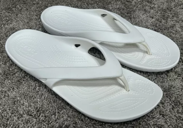 Crocs Women White Kadee II Classic Flip Flop Iconic Comfort Sandals Womens Sz 11