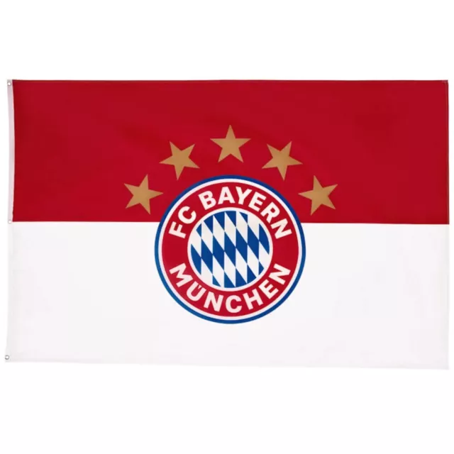 FC Bayern München Hissflagge Fahne Flagge Logo 5 Sterne 180 x 120 FCB Fanartikel