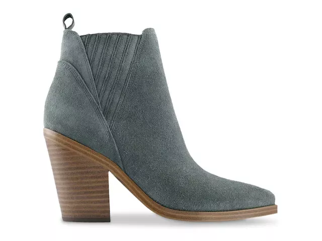 Marc Fisher Womens Gray Suede Pointed Toe Block Heel Gadri Booties 9 M