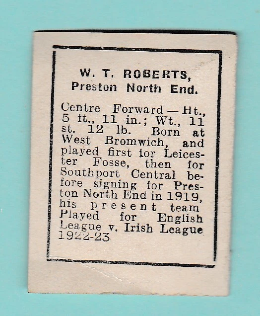 Preston North End F.c. - Footballer - W. T.  Roberts - D. C.  Thomson  -  C 1930 2