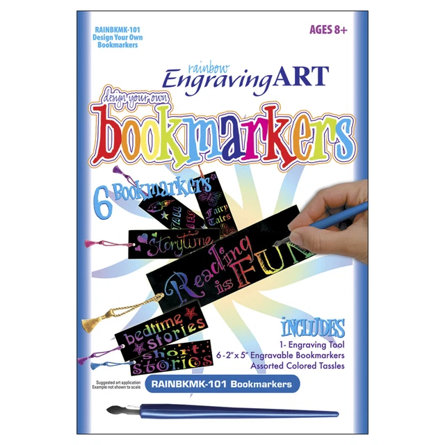 Paquete de 6 marcadores de arte de grabado de lámina arco iris-RAINBKMK