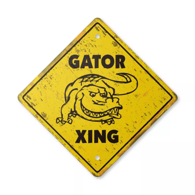 Gator Vintage Crossing Sign Xing Plastic Rustic new alligator gators lover footb