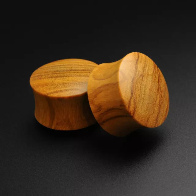 Olive Wood Double Flare Convex Plug | Handmade Organic Ear Gauges