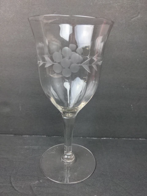 Vintage Crystal Glass Stemware Floral Etched Paneled