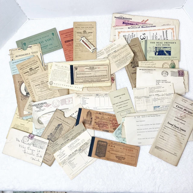 Lot of  Vintage Papers Documents Receipts mortgage documents Etc. 1930s