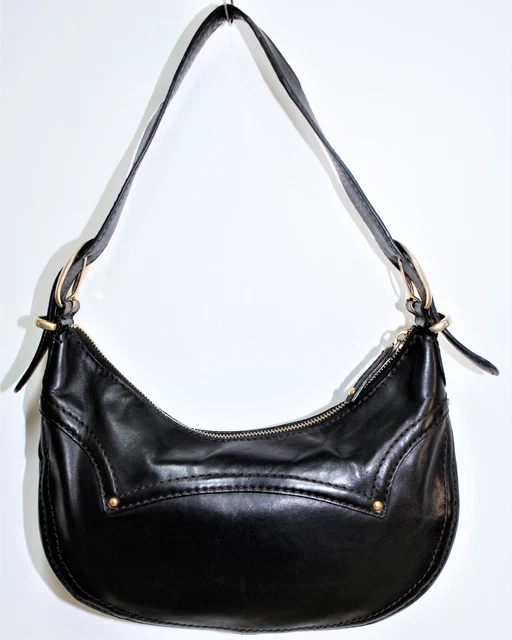 Sacoche Femme En Cuir Noir Avec Décor Cheval – Rabat – Fabriqué En France – Vintage