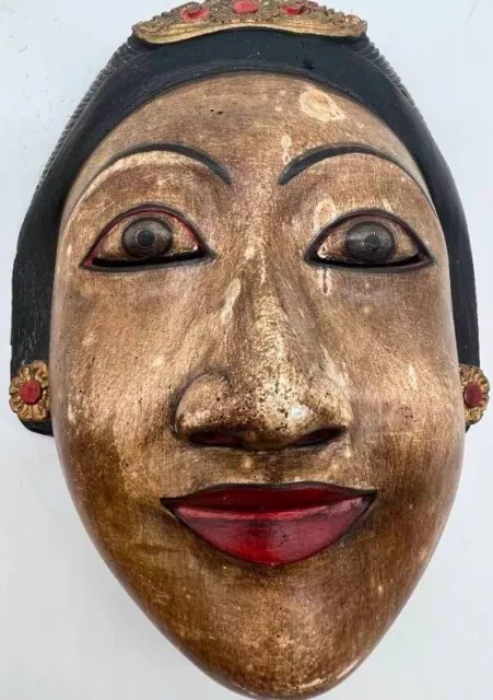 Vintage Topeng Java Balinese Lombok Indonesia Wooden Mask