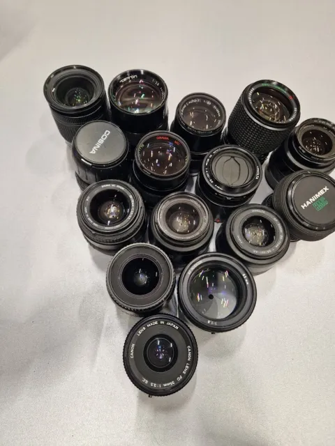 Lot of 15 Zoom Lens Various Models 28-80mm/135mm/35-105mm/35-70mm/85mm For Parts