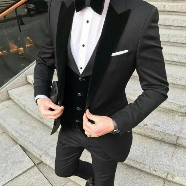 Mens 3 Piece Slim Fit Suit Bespoke Wedding Party Wear Dinner Tuxedo Coat  Pants