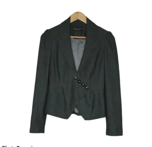 Dorothy Perkins Jacket Size 8 Grey Asymmetric Button Front Polyester