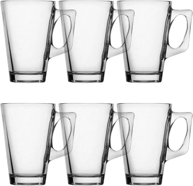 6 x Latte Glasses Tea Coffee Cappuccino Hot Chocolate Drink Mugs Cups