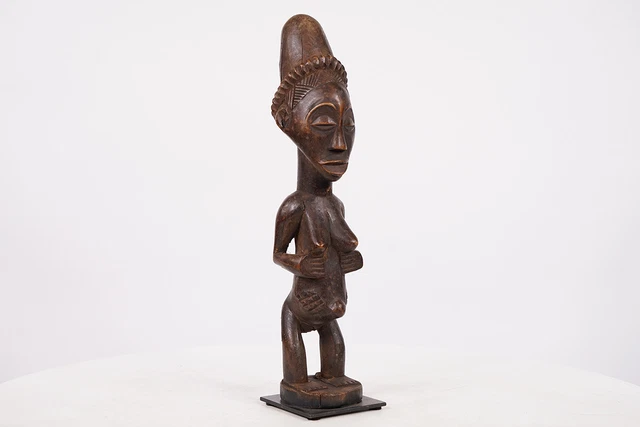 Female Luba Statue 12.75" on Base - DR Congo - African Art