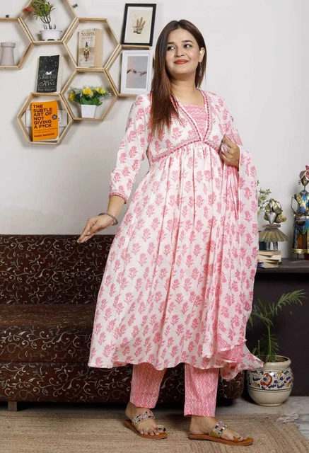 Pink Anarkali Salwar Kameez Kurti Pant & Dupatta Pakistani Designer Party Dress