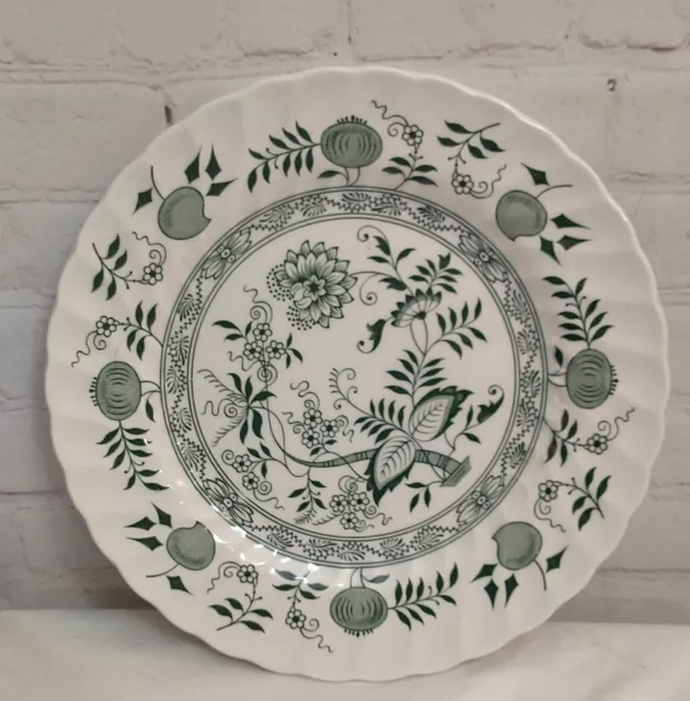 Vintage Old Vienna Ironstone by Woods & Sons Green Onion Dinner Plate 10"