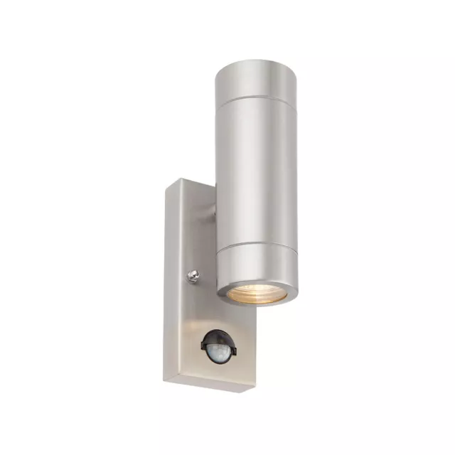 Saxby Palin Up/Down Stainless Steel PIR Outdoor Security GU10 Wall Light IP44