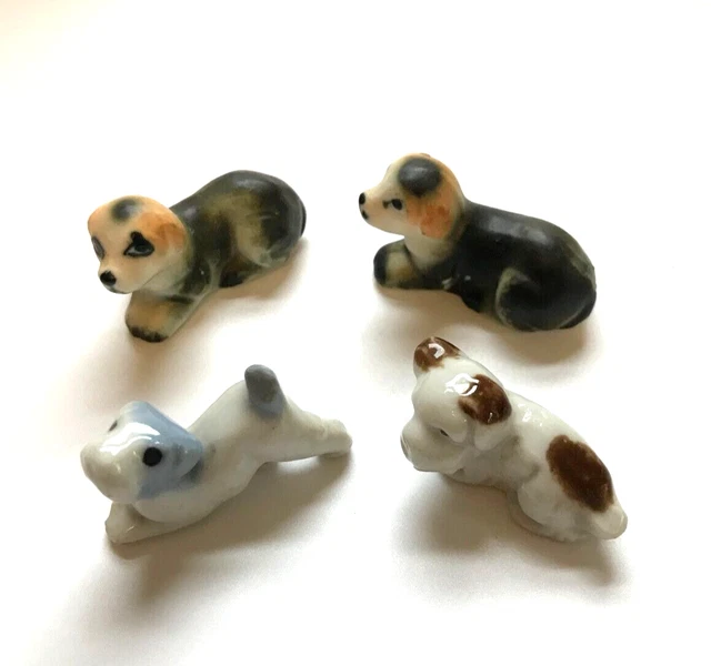 4 Mini Dog Figurines