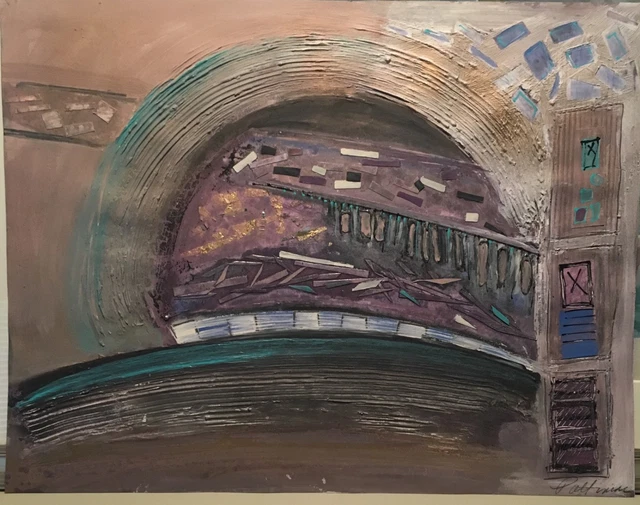 New York/Texas Artist Merri Pattinian Mixed Media Collage on paper circa 1970s
