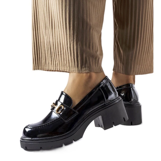 Escarpins Cuir Verni Noir Episode Taille 7 - Occasion, Talons Hauts, Effet Croco