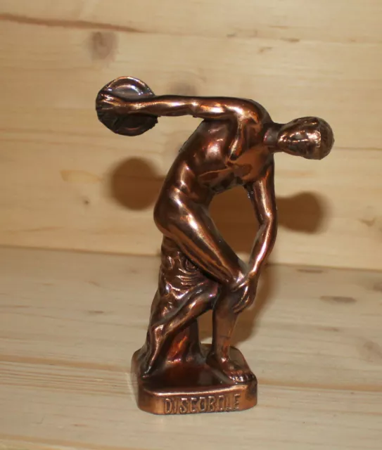 Vintage Greek hand made metal athlete Discobole figurine