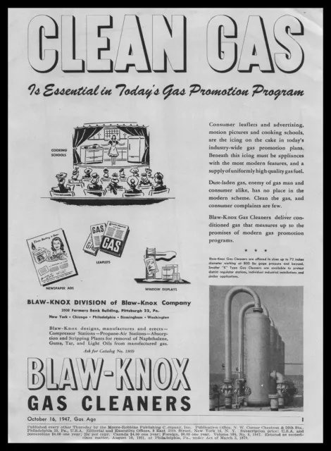 1947 BLAW KNOX Co. Pittsburgh Pennsylvania K Type Gas Cleaners Vintage ...