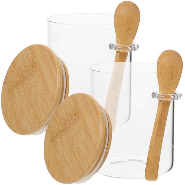 2 Pcs Deckelglas Aus Bambusholz Leere Vorratsbehälter Einmachglas Container
