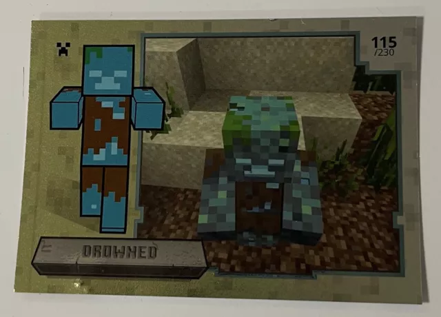 Minecraft 115/230 Drowned Foil Card 2020 PANINI Trading