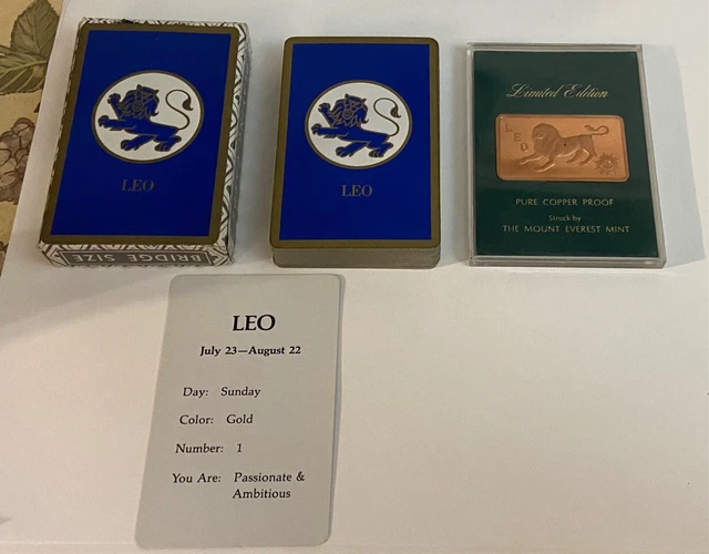 1974 Leo Zodiac Mount Everest Mint Solid Copper Bar Pure Copper Proof + Cards