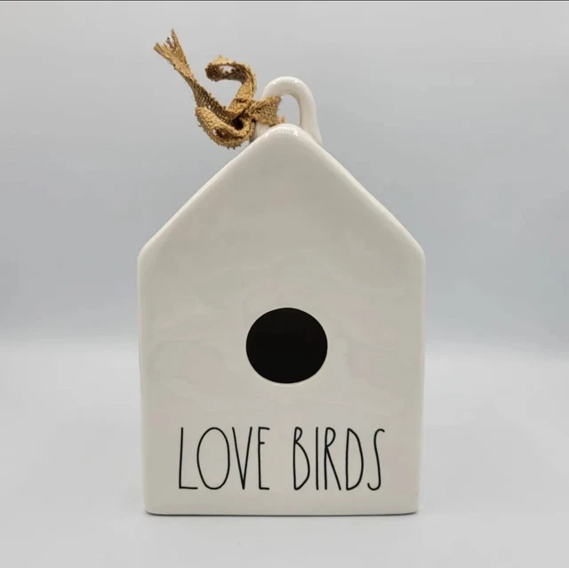 NEW Rae Dunn Magenta Artisan Birdhouse Love Birds Decor Ceramic 8.25"