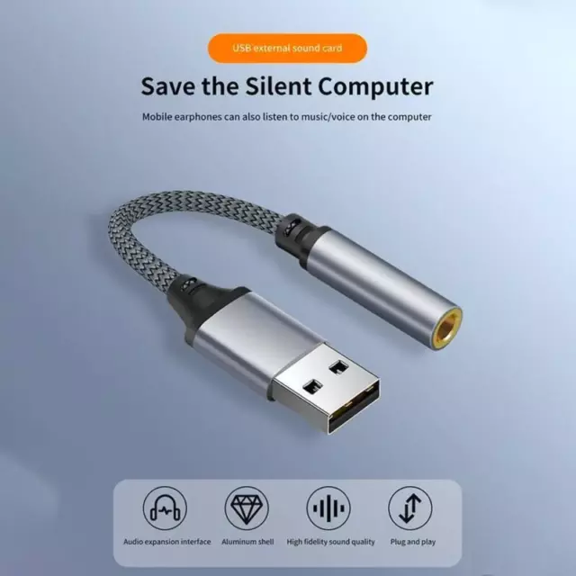 USB-Audio-Adapterkabel, 3,5-mm-Klinke, externer Soundkarten-Konverter, Y8K