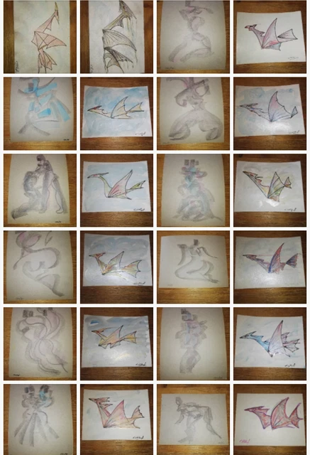 Artist "CRM Vivogas" Dragon & Woman collection 22x17 cm/Double-sided -cardboar
