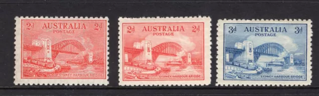 Australia Predecimal 1932 Harbour Bridge Trio Very Fine Mnh............2/8