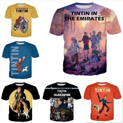 Fashion Womens/Mens Tintin 3D Print Casual T-Shirt Short Sleeve Tops Tee S-5XL
