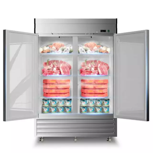 Commercial Reach In Freezer 2 Solid Door Stainless Steel 49 Cu.Ft Restaurant New