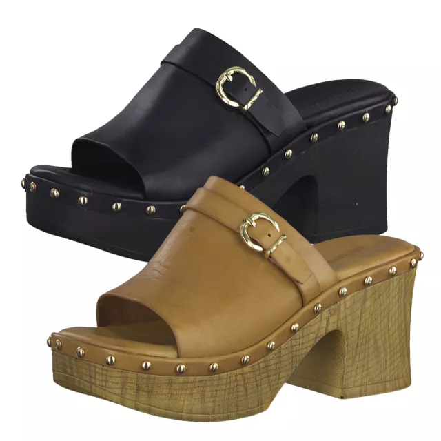 Tamaris Mules Femmes Cuir Sabots Plateforme 1-27129-38
