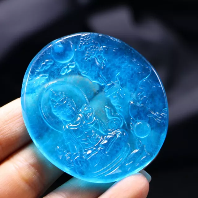 Exquisite Craftsmanship High Ice Jadeite Hand Carved Bodhisattva Pendant DA8