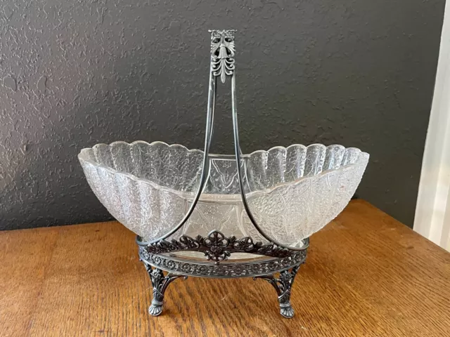 Antique Victorian Silver Plate Wedding Basket James Tufts