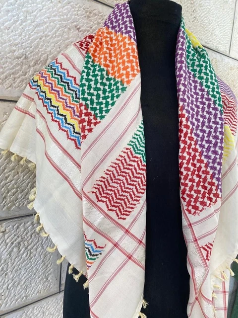 Écharpe Arabe Keffieh Shemagh Unisexe - Coton, Fait Main, Motif Désert