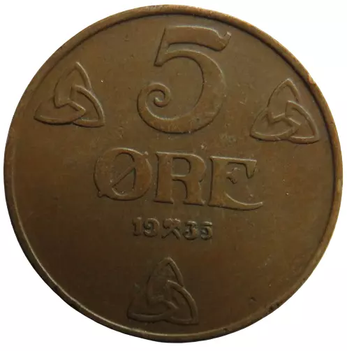 1935 Norway 5 Ore Coin