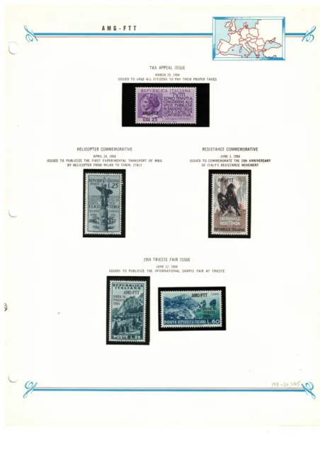 AMG FTT Italy Trieste Zone A 1954 Issues on Bush Album Page MNH