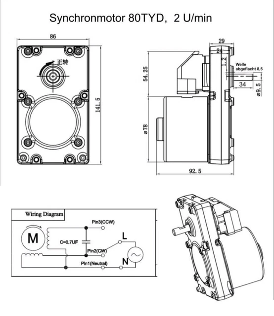 AC 230V Getriebemotor, Synchronmotor 2 | Deutschland