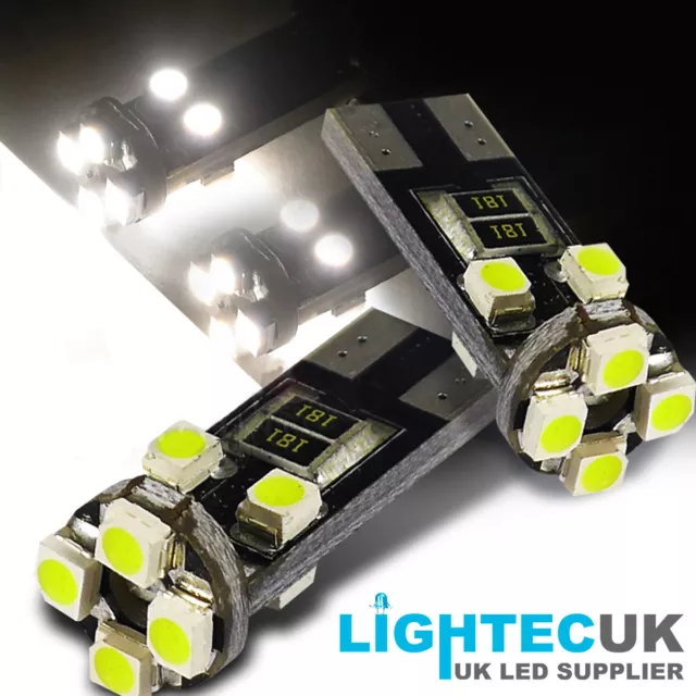 T10 8 Smd Canbus Error Free Led Xenon Hid Pure White W5W 501 Side Light Bulbs Uk